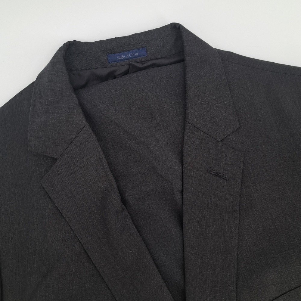Bonobos Suit Men 38R 33x32 Italian Wool Charcoal Gray Solid 2-Button Double Vent